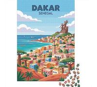 Dakar Senegal Cityscape with Monument Puzzle en Bois, 1000 pièces | Pour se détendre après le travail : ce puzzle pour adultes avec 1000 pièces associe concentration et détente.