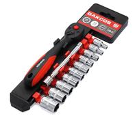 DAKCOS 12pc Douille longue 1/4 avec cle à cliquet réversible 1/4" 72 dents et barre d'extension 100 mm, jeu de douilles 4-13 mm