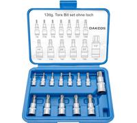 DAKCOS 13PC Douille Torx Jeu de clés à douille T8 -T60, embouts Torx douilles à embouts étoilé, jeu d'embouts Torx 1/4, 3/8, 1/2