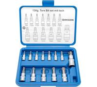 DAKCOS 13PC Tamper Proof Torx Jeu de clés à douille T8 -T60, jeu d'embouts Torx 1/4, 3/8, 1/2