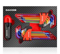 DAKCOS 18 pc clé allen 1,5-10mm et clés Torx T10-T50 mâles coudées avec poignée | Cr-V