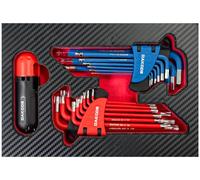 DAKCOS 18 pc Jeu de Clé Allen Hexagonales 1.5-10mm et Clés Torx T10-T50 Mâles avec poignée en Cr-V