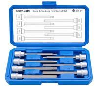 DAKCOS 7PC Douille Allen 3/8" Extra Long 6 pans Hex Douilles hexagonales 3 mm -10 mm avec étui