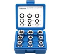 DAKCOS 9 pièces 1/2" Coffret Douille étoile Femelle E10, E11, E12, E14, E16, E18, E20, E22, E24, Jeu de Douilles Torx E-Profilés en CR-V avec étui