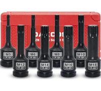 DAKCOS Douille XZN Lot de 8 douilles 1/2" à choc à dents multiples M5-M18, en CR-MO