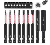 DAKCOS Embout visseuse Embouts hexagonaux de 75mm de long en S2, tournevis hexagonal 1/4’’ H1.5, 2, 2.5, 3, 4, 5, 6, 8, 10