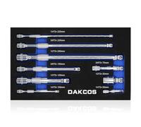 DAKCOS Jeu de 9 Rallonge Cliquet 1/4",3/8",1/2" à bascule en CR-V avec moletage longueur différente