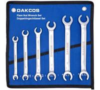 DAKCOS Jeu de clés à tuyauter clé à pipe pour tuyau de frein 6PC 8x9mm, 10x11mm, 12x13mm, 14x15mm, 16x17mm, 18x19mm, en CR-V chromée mate