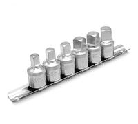 DAKCOS Jeu de clés pour bouchon de vidange d'huile, cle carre entraînement 1/2, 6 pièces métriques 8 mm/10 mm/12 mm/14 mm, kit de douilles 3/8" et 1/2", acier au chrome vanadium