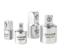 DAKCOS Lot d'adaptateurs pour douilles | 4 pièces | 1/4" à 3/8", 3/8" à 1/4", 3/8" à 1/2", 1/2" à 3/8", finition chromée mate | CR-V