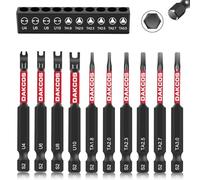 DAKCOS Lot de 10 embouts de tournevis spéciaux, 70 mm de long, embouts triangulaires et en U, tige hexagonale 1/4", pour visseuse à percussion en S2