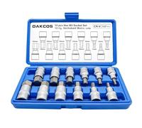 DAKCOS Lot de 12 douilles allen 1/2", Embout hexagonal métrique 5 mm -22 mm, Douilles six pans, Jeu de douilles en acier au chrome vanadium