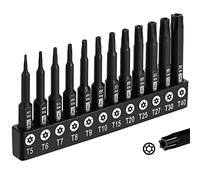 DAKCOS Lot de 12 embouts Torx inviolables en acier allié S2 de qualité supérieure, 50 mm de long T5 - T40