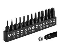 DAKCOS Lot de 13 embouts Torx inviolables en alliage d'acier S2, 25 mm de long T4 T5 T6 T7 T8 T9 T10 T15 T20 T25 T27 T30 T40