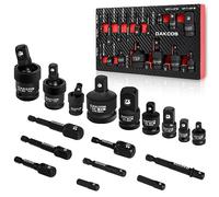 DAKCOS Lot de 17 Adaptateurs Porte Douille à Choc 1/4” 3/8” 1/2” Douilles Impact Cardan Pivotantes Rotatifs Joint Universal Adaptateur de Clé pour Visseuse et Perceuse, en Cr-Mo