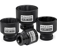 DAKCOS Lot de 4 douille 12 pans 1/2", 24mm, 30mm,32mm,36mm douille à choc entraînement 12,5 mm (1/2") en CR-MO