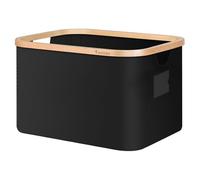 DAKCOS Panier à linge pliable avec poignées en bambou - Panier à linge pliable pour ranger les vêtements, les jouets dans la chambre à coucher, la salle de bain 32 L - Noir