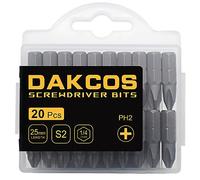 DAKCOS PH2 Bit, embouts PH2, assortiment d'embouts en S2 (longueur : 25 mm, 20 pièces)