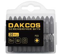 DAKCOS PZ2 Bit, embouts PZ2, assortiment d'embouts en S2 (longueur : 25 mm, 20 pièces)