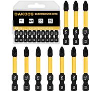 DAKCOS PZ2 Bit long, Torx Bit PZ2, assortiment d'embouts en S2, embout de vissage 1/4 tige hexagonale (longueur : 50 mm, 10 pièces)