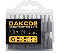 DAKCOS T10 Bit, embouts T10, assortiment d'embouts en S2 (longueur : 25 mm, 20 pièces)