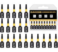 DAKCOS T10 Bit long, Torx Bit T10, assortiment d'embouts en S2, embout de vissage 1/4 tige hexagonale (longueur : 25 mm, 20 pièces)