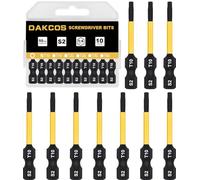 DAKCOS T10 Bit long, Torx Bit T10, assortiment d'embouts en S2, embout de vissage 1/4 tige hexagonale (longueur : 50 mm, 10 pièces)