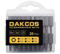 DAKCOS T15 Bit, embouts T15, assortiment d'embouts en S2 (longueur : 25 mm, 20 pièces)