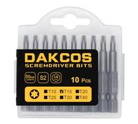 DAKCOS T15 Bit Longue, embouts T15, assortiment d'embouts en S2 (longueur : 50 mm, 10 pièces)