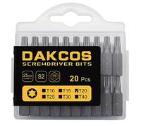 DAKCOS T20 Bit, embouts T20, assortiment d'embouts en S2 (longueur : 25 mm, 20 pièces)