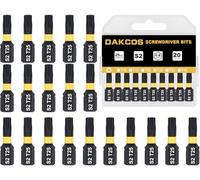 DAKCOS T25 Bit long, Torx Bit T25, assortiment d'embouts en S2, embout de vissage 1/4 tige hexagonale (longueur : 25 mm, 20 pièces)