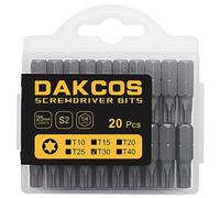 DAKCOS T30 Bit, embouts T30, assortiment d'embouts en S2 (longueur : 25 mm, 20 pièces)