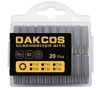 DAKCOS T40 Bit, embouts T40, assortiment d'embouts en S2 (longueur : 25 mm, 20 pièces)