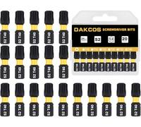 DAKCOS T40 Bit long, Torx Bit T40, assortiment d'embouts en S2, embout de vissage 1/4 tige hexagonale (longueur : 25 mm, 20 pièces)