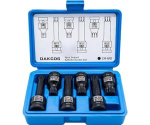 DAKCOS XZN 1/2'' 6 pc Jeu de Douilles à Embouts à choc M14 M16 M18 Denture multiple intérieure (pour XZN) en Acier Cr-Mo