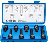 DAKCOS XZN 1/2'' 8 pc Jeu de Douilles à Embouts M12 M14 M16 M18 Douilles à Chocs en Acier Cr-Mo