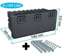 Daken A170 + support vertical VH401 inclus, caisse à outils, caisses à poussière, caisse de rangement pour camion, caisse sous le plancher, 1062 x 522 x 500 mm, env. 169 litres