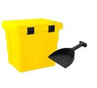 DAKEN Conteneur de gravier 108 l JAUNE, boîte de rangement, salière de route, bac à sable, récipient de stockage, boîte de ramassage, boîte de remorque, boîte à timon, caisse à gravier, stockage de