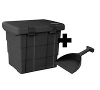 DAKEN Conteneur de gravier avec pelle 108 litres noir, boîte à gravier, salière de route, bac à sable, bac de rangement, bac à déchets, boîte à sel, stockage d'hiver avec pelle, SB108+pelle