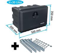 Daken J030 + support vertical VH401 inclus, caisse à outils, caisses à poussière, caisse de rangement pour camion, caisse sous plancher, 500 x 350 x 300 mm, env. 30 litres