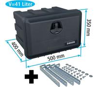 Daken J041 + support vertical VH401 inclus, caisse à outils, caisses à poussière, caisse de rangement pour camion, caisse sous le plancher, 500 x 350 x 400mm, env. 41 litres