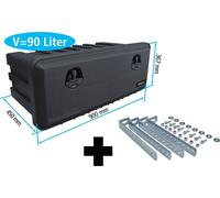Daken J090 + support vertical VH401 inclus, caisse à outils, caisses à poussière, caisse de rangement pour camion, caisse sous le plancher, 900 x 367 x 450 mm, env. 90 litres