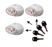 DAKEN Noval Triple - Lot de 3 Serrures Antivols Robustes pour Véhicules Utilitaires, Verrouillage Automatique, Acier Inoxydable