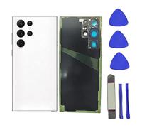 Dakexiong Galaxy S22 Ultra Panneau de Porte Remplacement pour Samsung Galaxy S22 Ultra Couvercle Arrière en Verre avec Courroie et Objectif de Caméra + Outil (Blanc Fantôme)