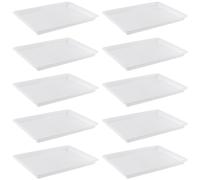 DAKFOOK Lot de 10 Plateaux d'activités en Plastique Blanc de 39,5 x 28,5 x 4 cm, Grand Plateau Plastique rectangulaire pour Les projets de Bricolage, la Peinture, l'organisation des Fournitures