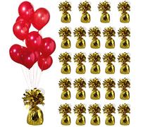 DAKFOOK Lot de 24 poids de ballons dorés à l'hélium à franges, poids du ballon en film doré 170 g pour fête d'anniversaire, mariage - Diamètre : 5 cm x hauteur : 13 cm