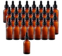 DAKFOOK Lot de 30 flacons compte-gouttes vides réutilisables en verre ambré avec pipette en verre et Entonnoir pour massage, parfum, aromathérapie, laboratoire, parfums, pharmacien - 30 ml