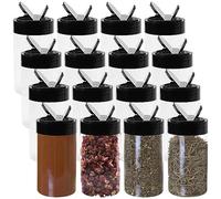 DAKFOOK Lot de 50 pots à épices en plastique transparent avec couvercle à rabat noir, 200 ml