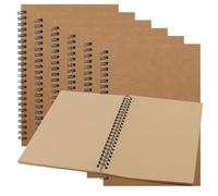 DAKFOOK Lot de 6 carnets de croquis A5 marron, 100 pages/50 feuilles à spirales unies, carnet de croquis vierge pour peinture, gribouillage, croquis