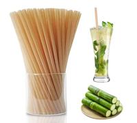 DAKLOP 100 Pcs pailles, pailles, pailles jetables en bagasse, 21cm de paille droite plate, 6mm de diamètre, paille en canne à sucre, biodégradable, pour fête, jus, cuisine, club